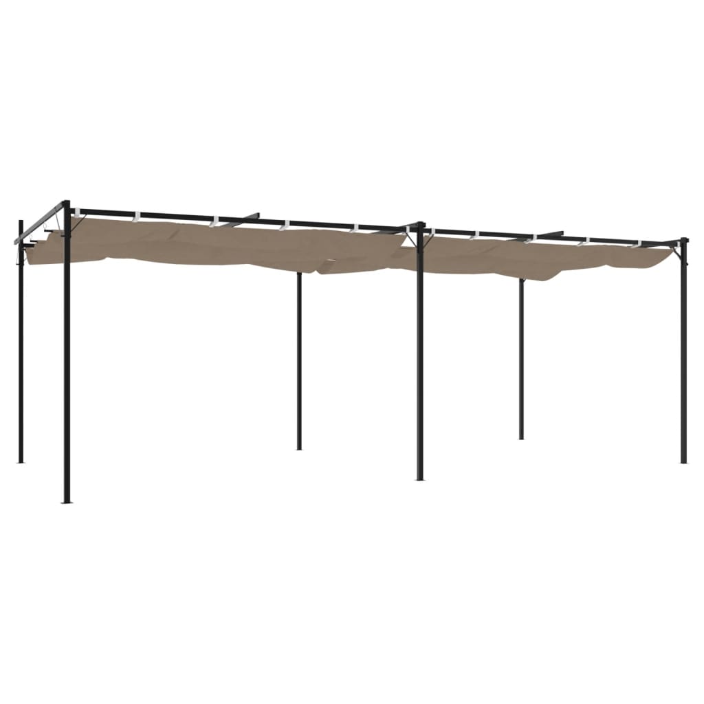 Pergola se zatahovací střechou taupe 589 x 292 x 230 cm