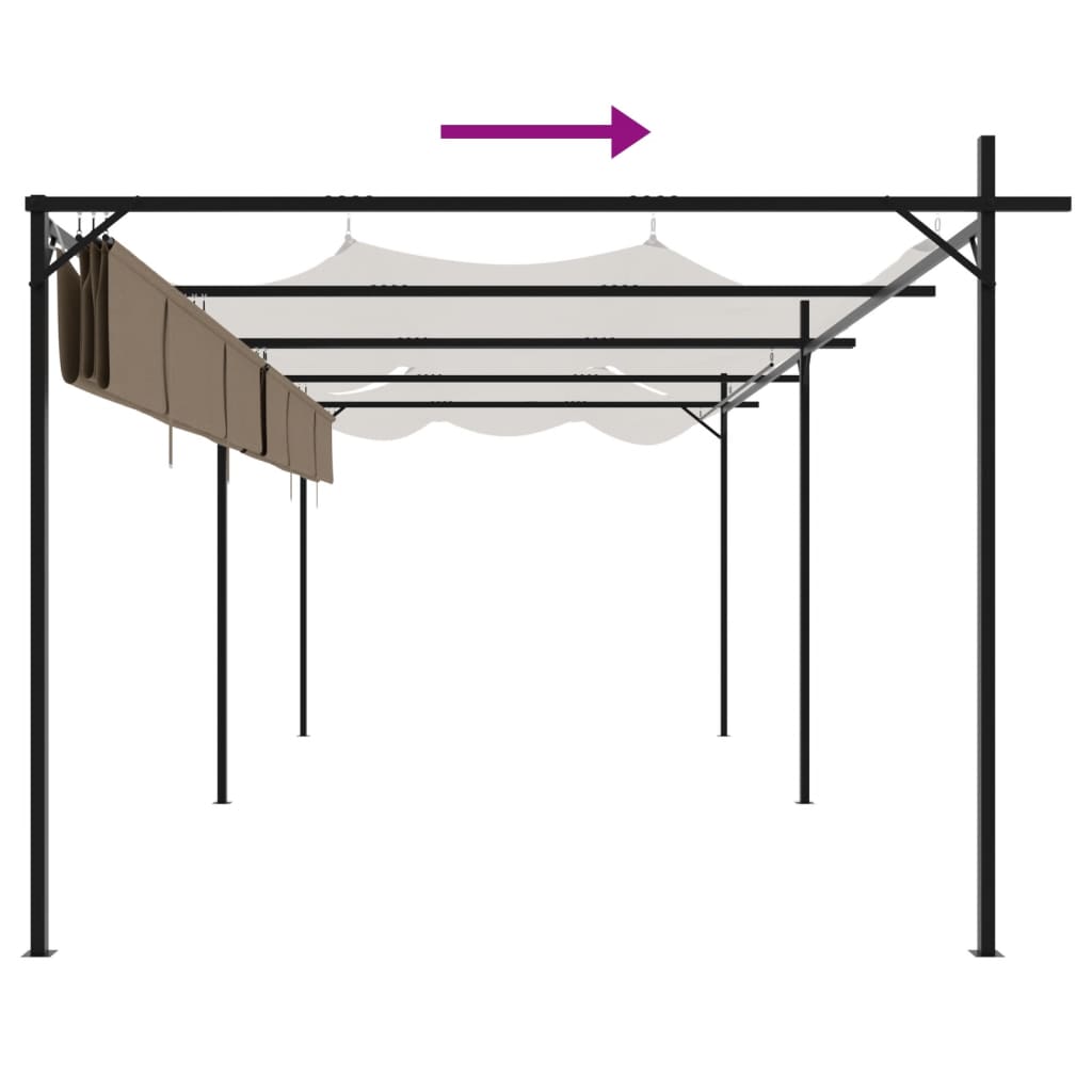 Pergola se zatahovací střechou taupe 589 x 292 x 230 cm
