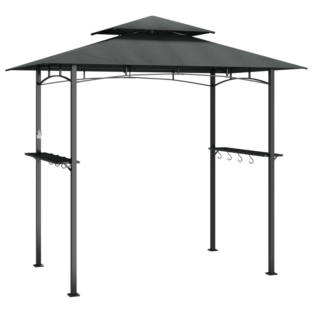 BBQ altán s bočními policemi antracitový 240x150x243 cm ocel
