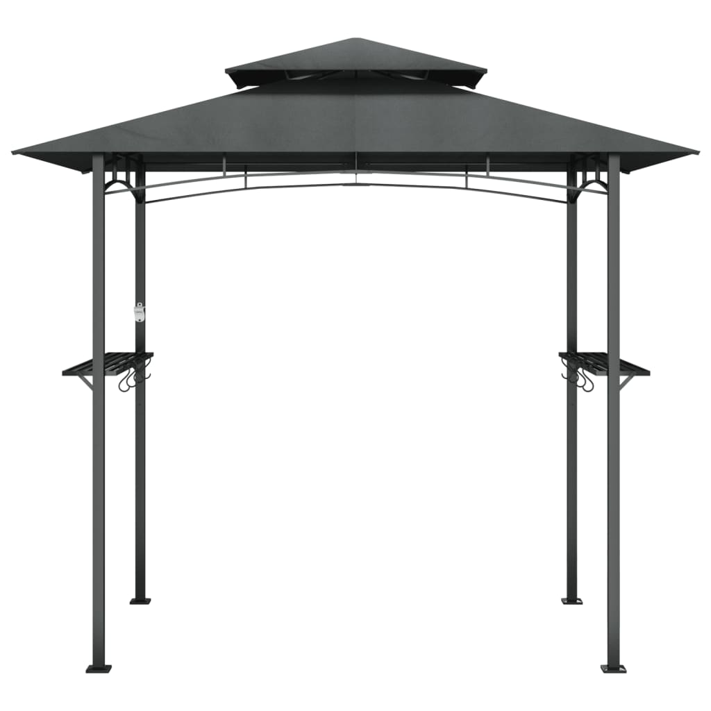 BBQ altán s bočními policemi antracitový 240x150x243 cm ocel