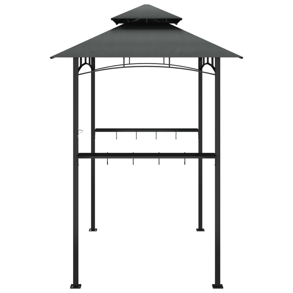 BBQ altán s bočními policemi antracitový 240x150x243 cm ocel