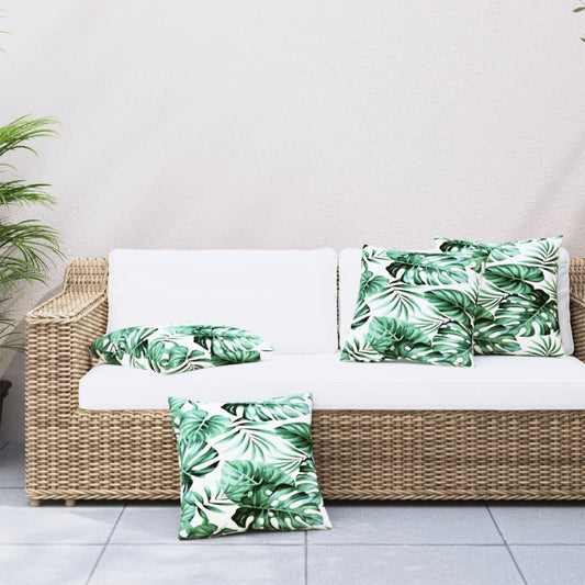 Polštáře na pohovku 4 ks vzor listů 40 x 40 cm textil