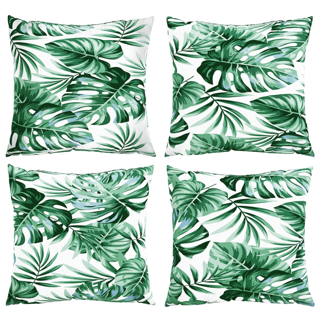 Polštáře na pohovku 4 ks vzor listů 50 x 50 cm textil