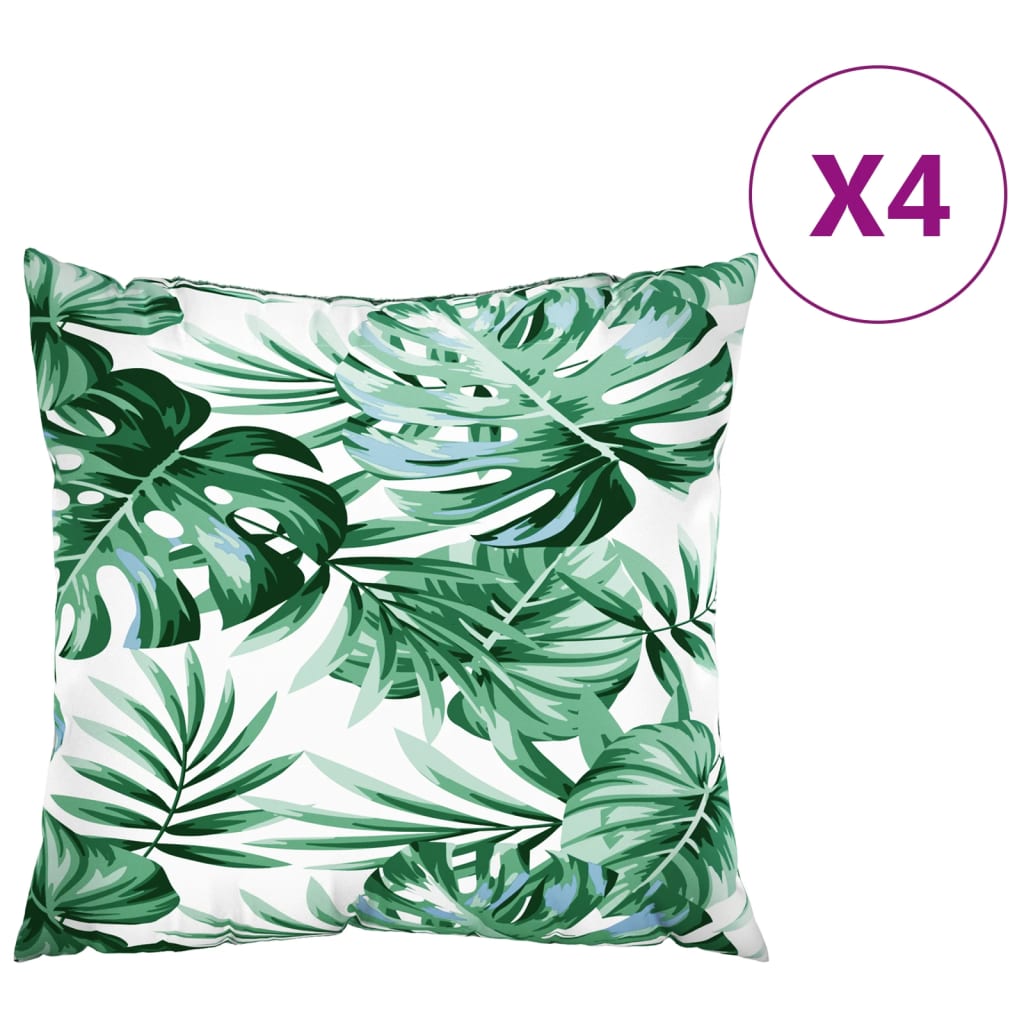 Polštáře na pohovku 4 ks vzor listů 60 x 60 cm textil