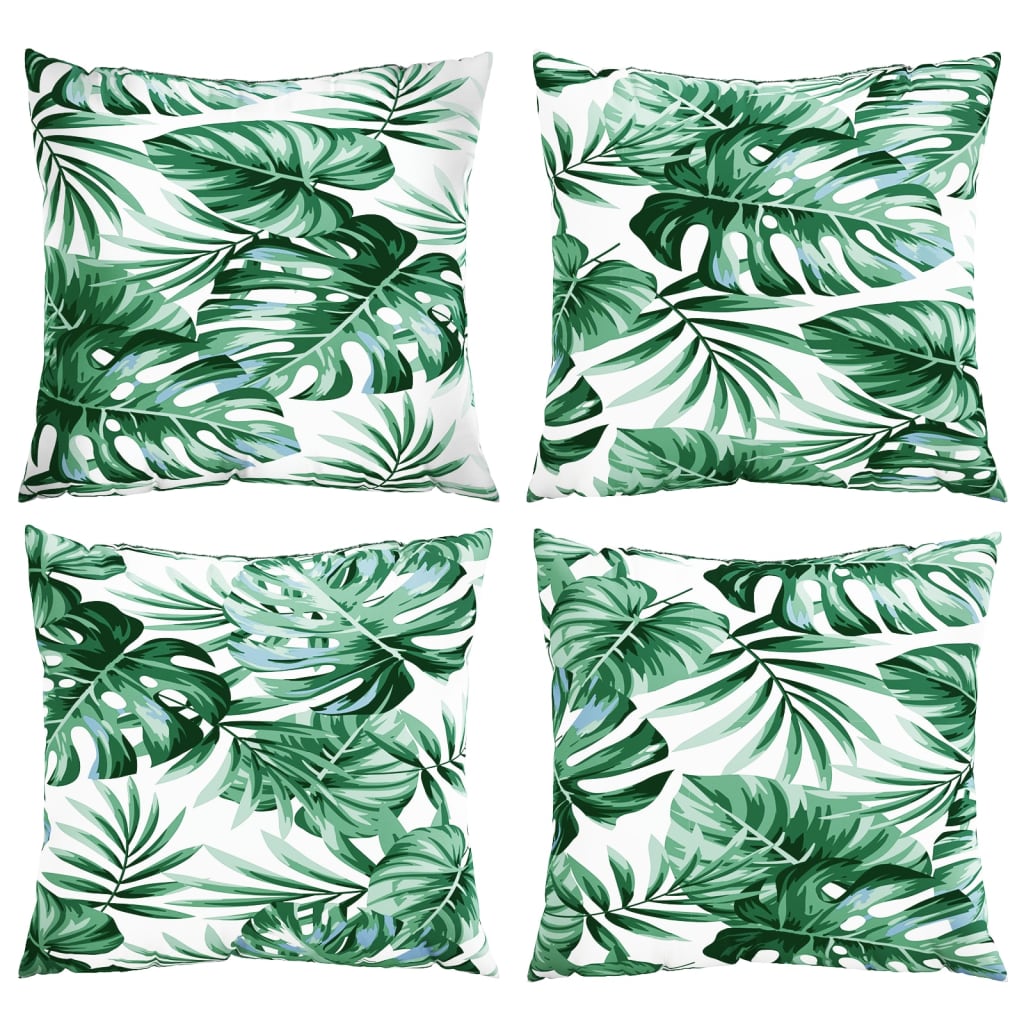 Polštáře na pohovku 4 ks vzor listů 60 x 60 cm textil