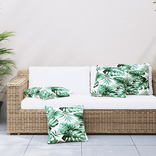 Polštáře na pohovku 4 ks vzor listů 60 x 60 cm textil