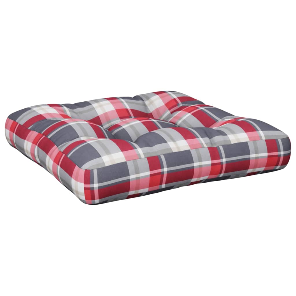 Poduška na palety červená károvaná 50 x 50 x 12 cm textil