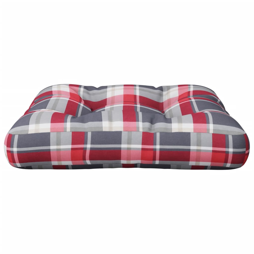Poduška na palety červená károvaná 50 x 50 x 12 cm textil
