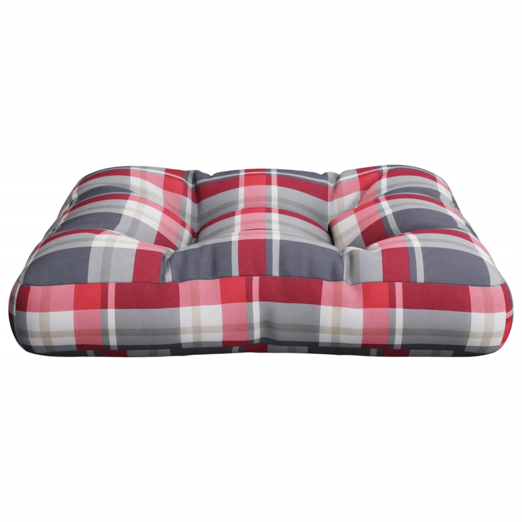 Poduška na palety červená károvaná 50 x 50 x 12 cm textil