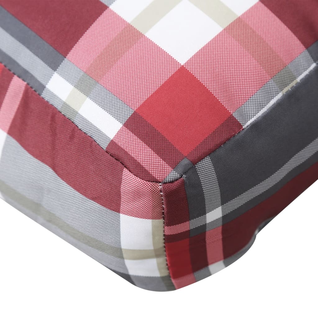 Poduška na palety červená károvaná 50 x 50 x 12 cm textil