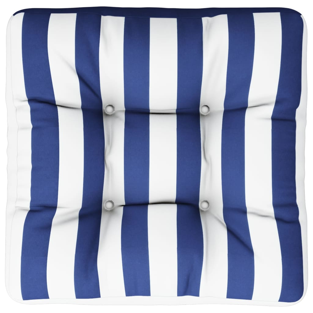 Poduška na palety modré a bílé pruhy 50 x 50 x 12 cm textil