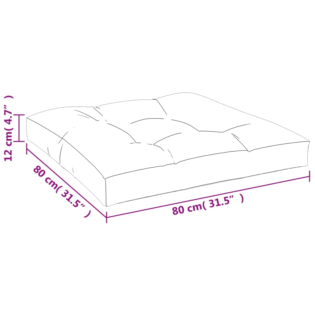 Poduška na palety šedá 80 x 80 x 12 cm textil