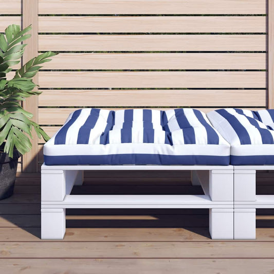 Poduška na palety modré a bílé pruhy 80 x 80 x 12 cm textil