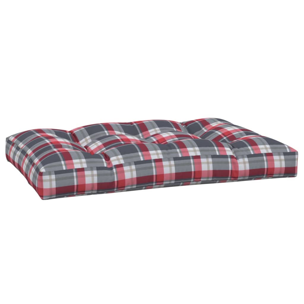 Poduška na palety červená károvaná 120 x 80 x 12 cm textil