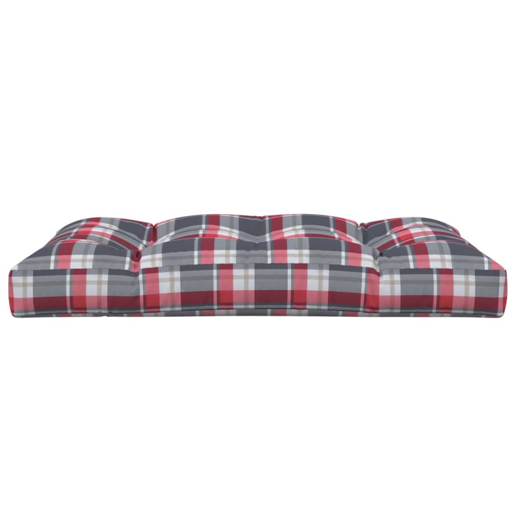 Poduška na palety červená károvaná 120 x 80 x 12 cm textil