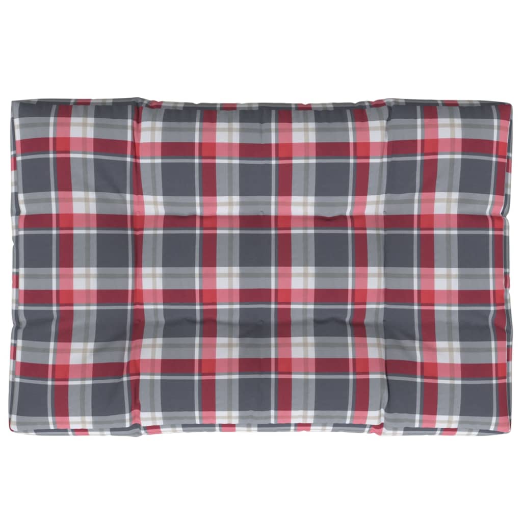 Poduška na palety červená károvaná 120 x 80 x 12 cm textil