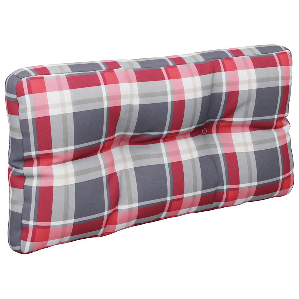 Poduška na palety červená károvaná 70 x 40 x 12 cm textil