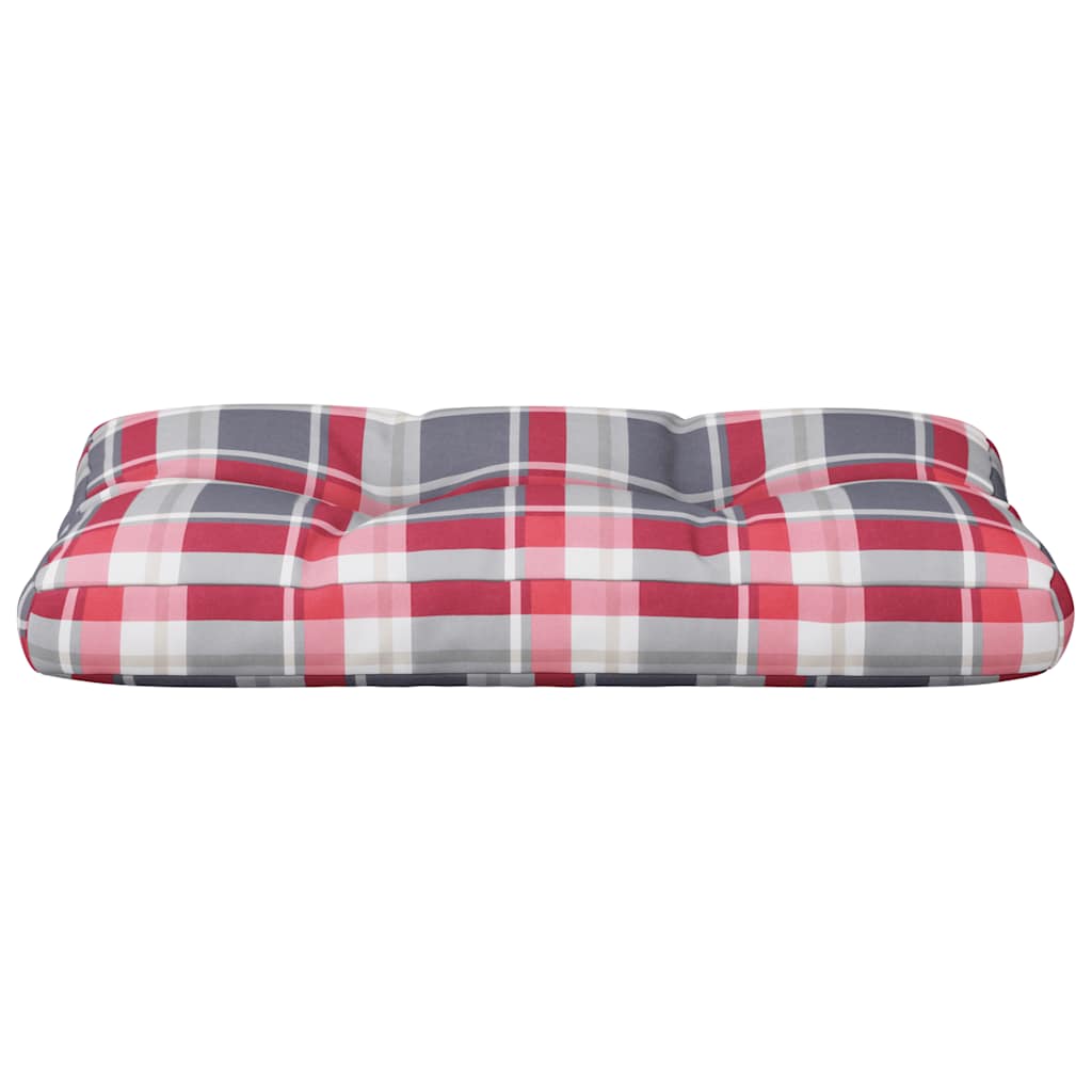 Poduška na palety červená károvaná 70 x 40 x 12 cm textil