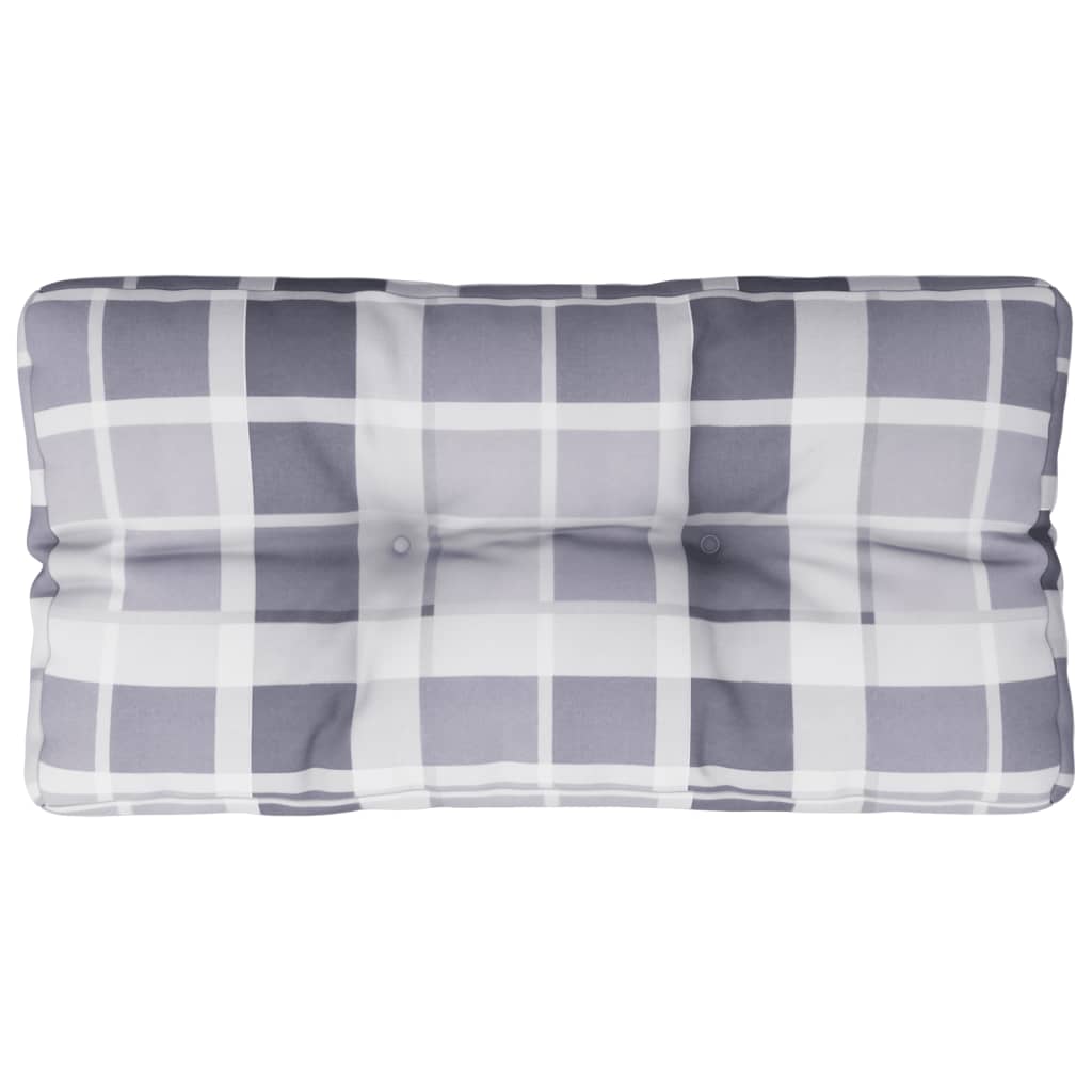 Poduška na palety šedá károvaná 70 x 40 x 12 cm textil