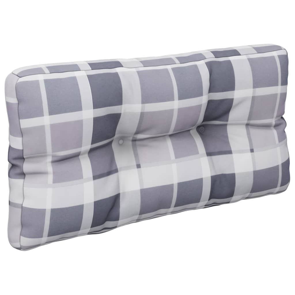 Poduška na palety šedá károvaná 70 x 40 x 12 cm textil