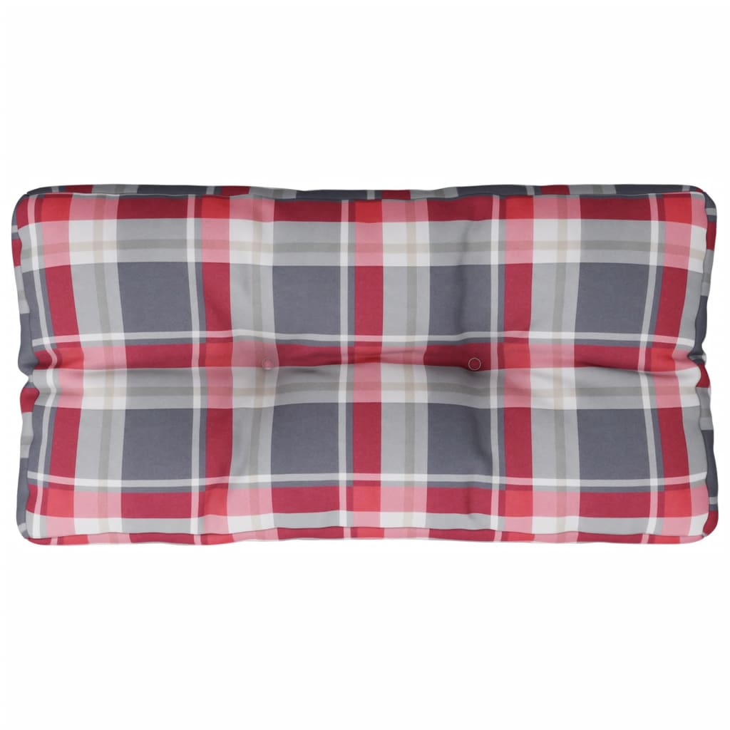 Poduška na palety červená károvaná 80 x 40 x 10 cm textil