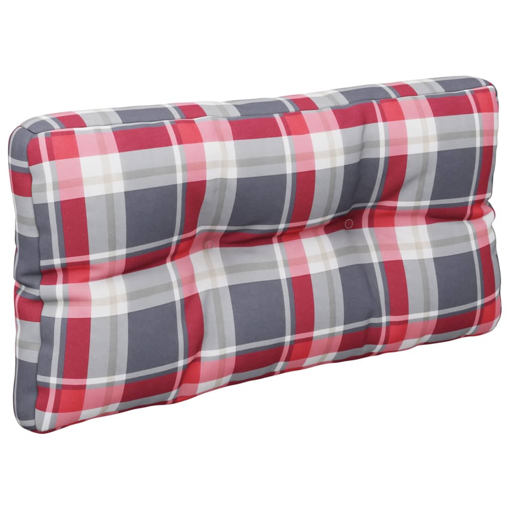 Poduška na palety červená károvaná 80 x 40 x 10 cm textil