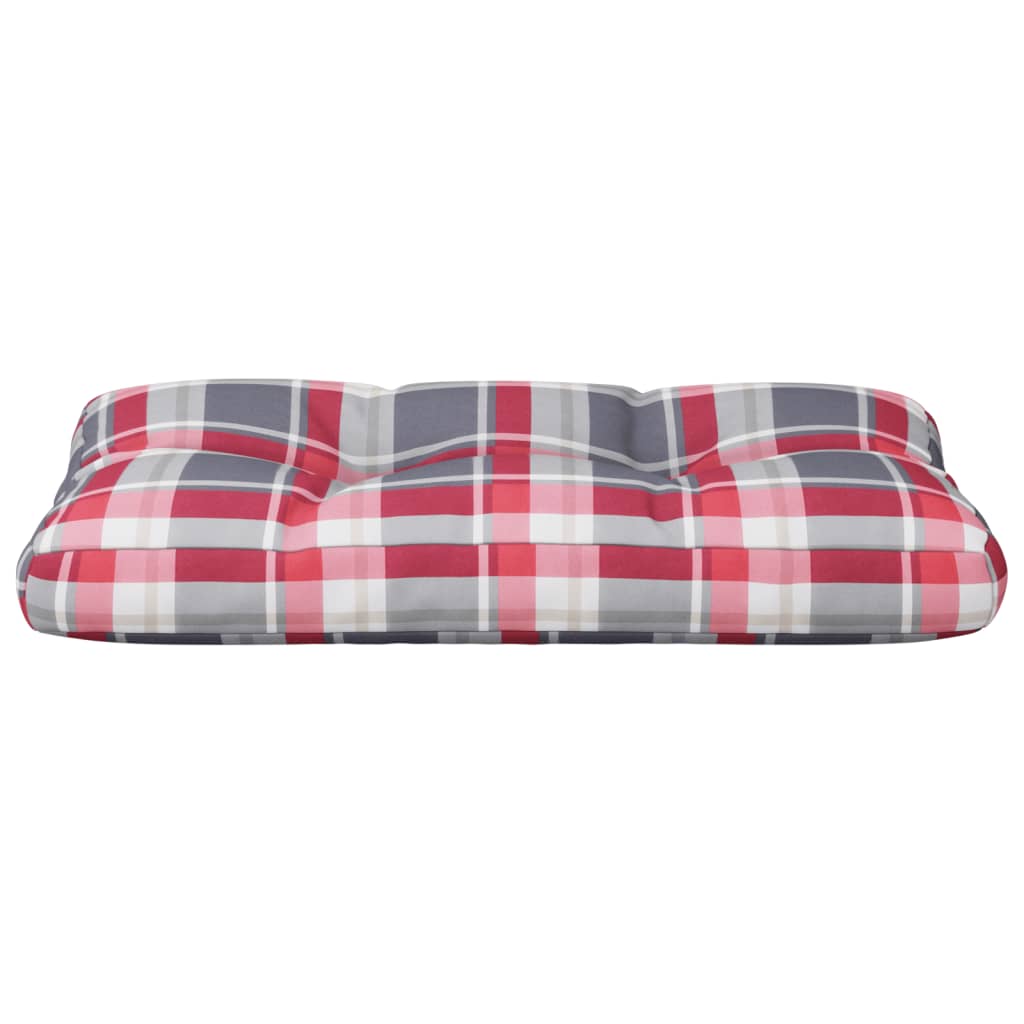 Poduška na palety červená károvaná 80 x 40 x 10 cm textil
