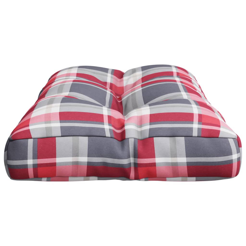 Poduška na palety červená károvaná 80 x 40 x 10 cm textil