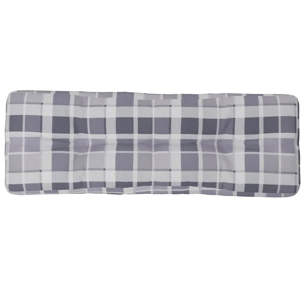 Poduška na palety šedá károvaná 120 x 40 x 12 cm textil