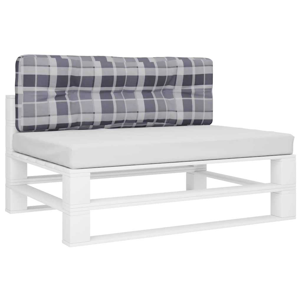 Poduška na palety šedá károvaná 120 x 40 x 12 cm textil
