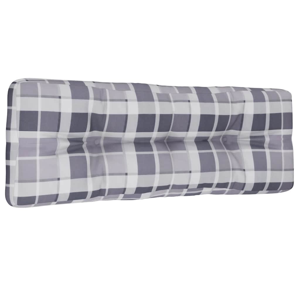 Poduška na palety šedá károvaná 120 x 40 x 12 cm textil