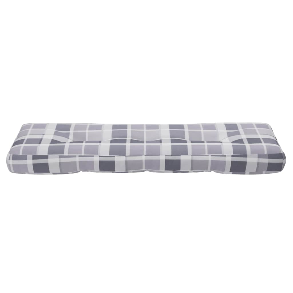 Poduška na palety šedá károvaná 120 x 40 x 12 cm textil