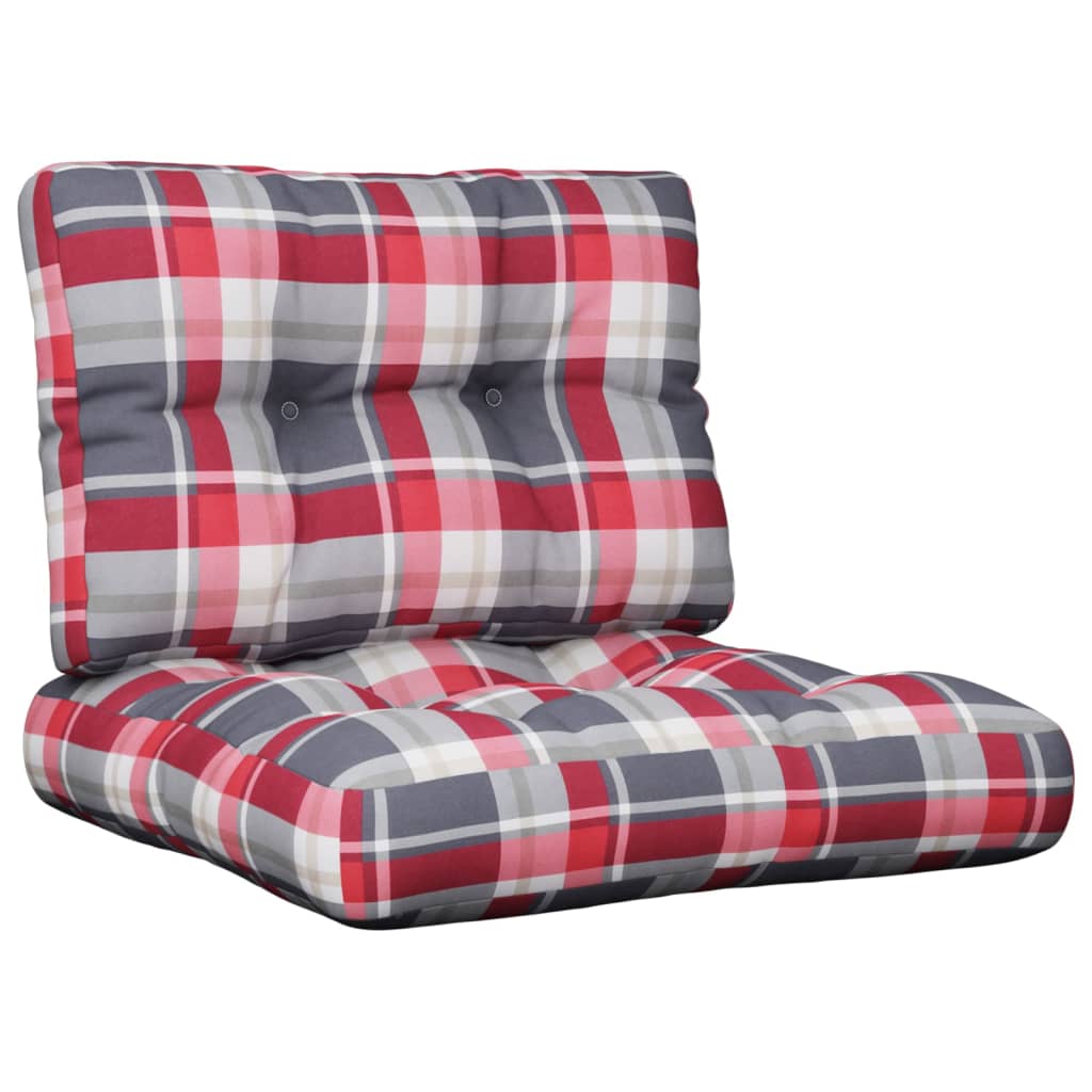 Podušky na palety 2 ks červené kárované textil