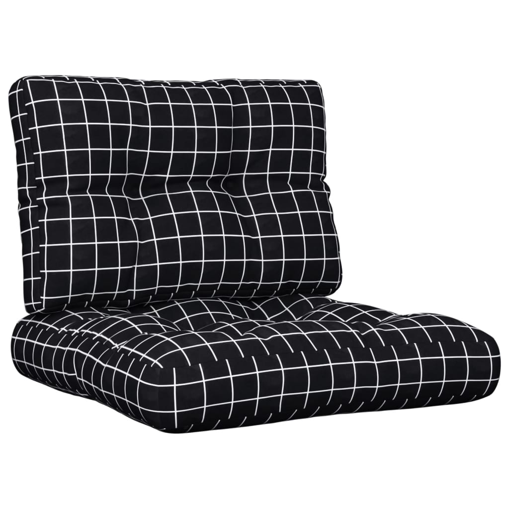 Podušky na palety 2 ks černé kárované textil