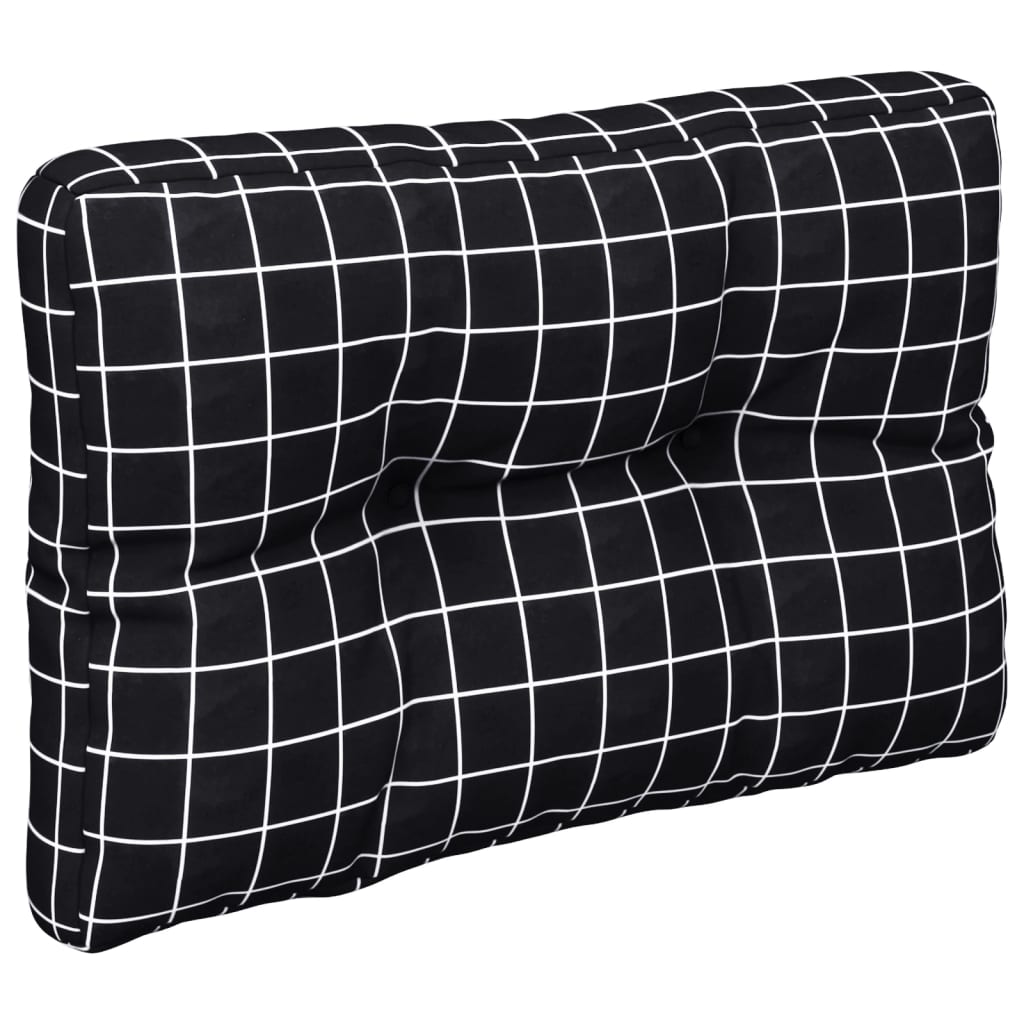 Podušky na palety 2 ks černé kárované textil