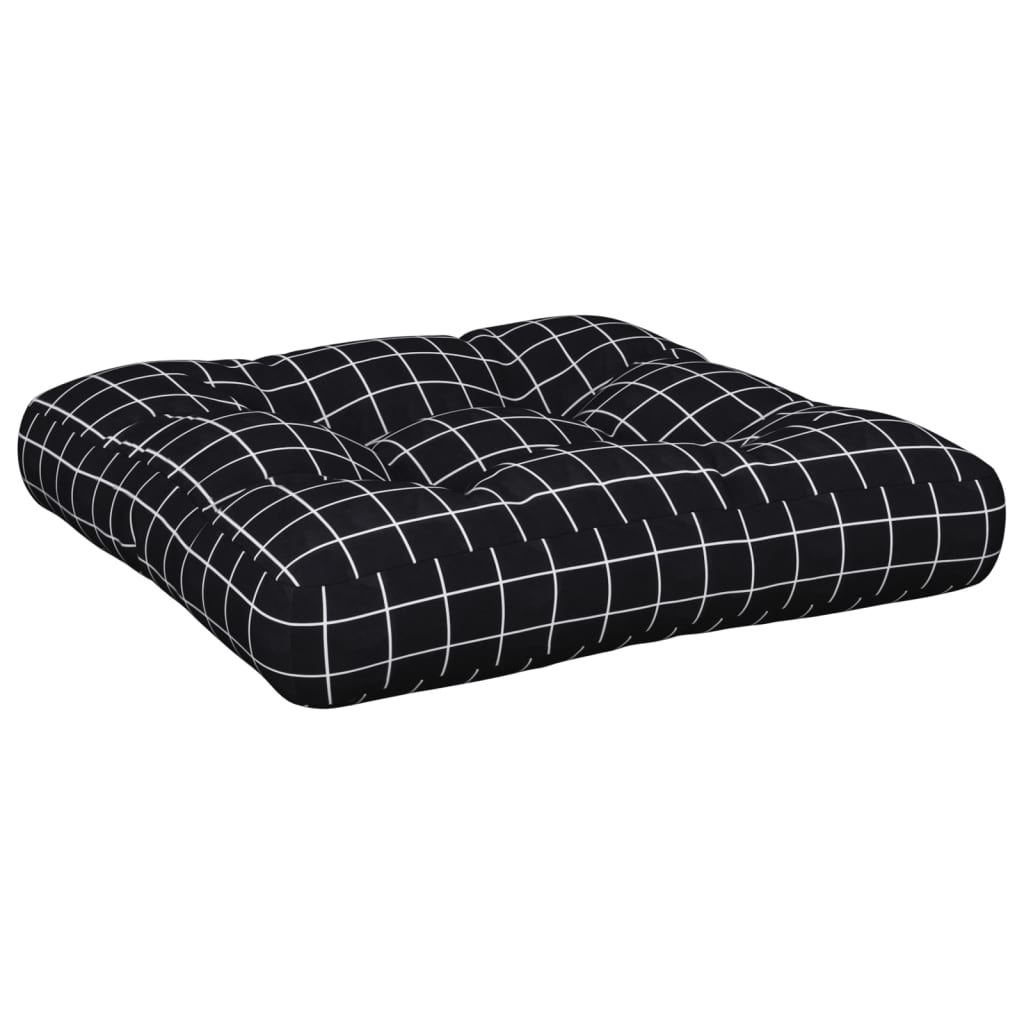 Podušky na palety 2 ks černé kárované textil