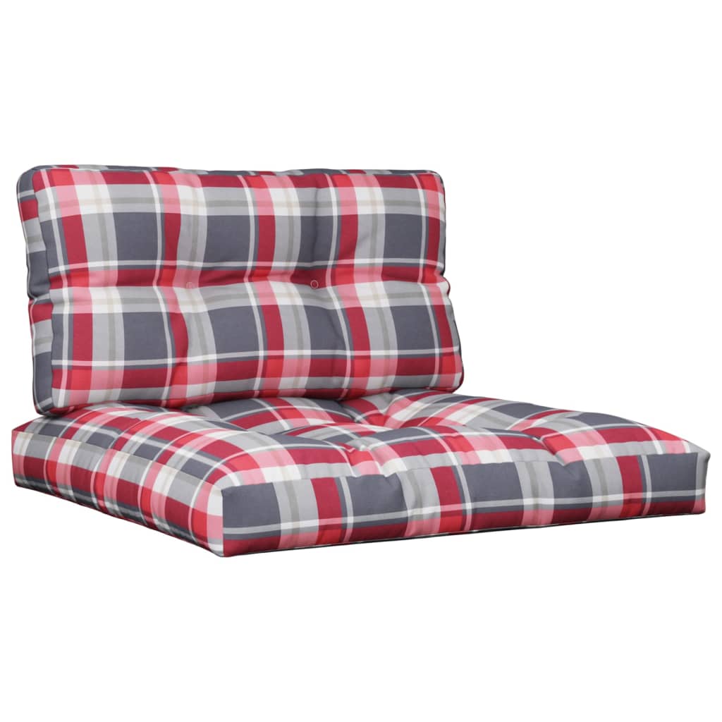 Podušky na palety 2 ks červené kárované textil