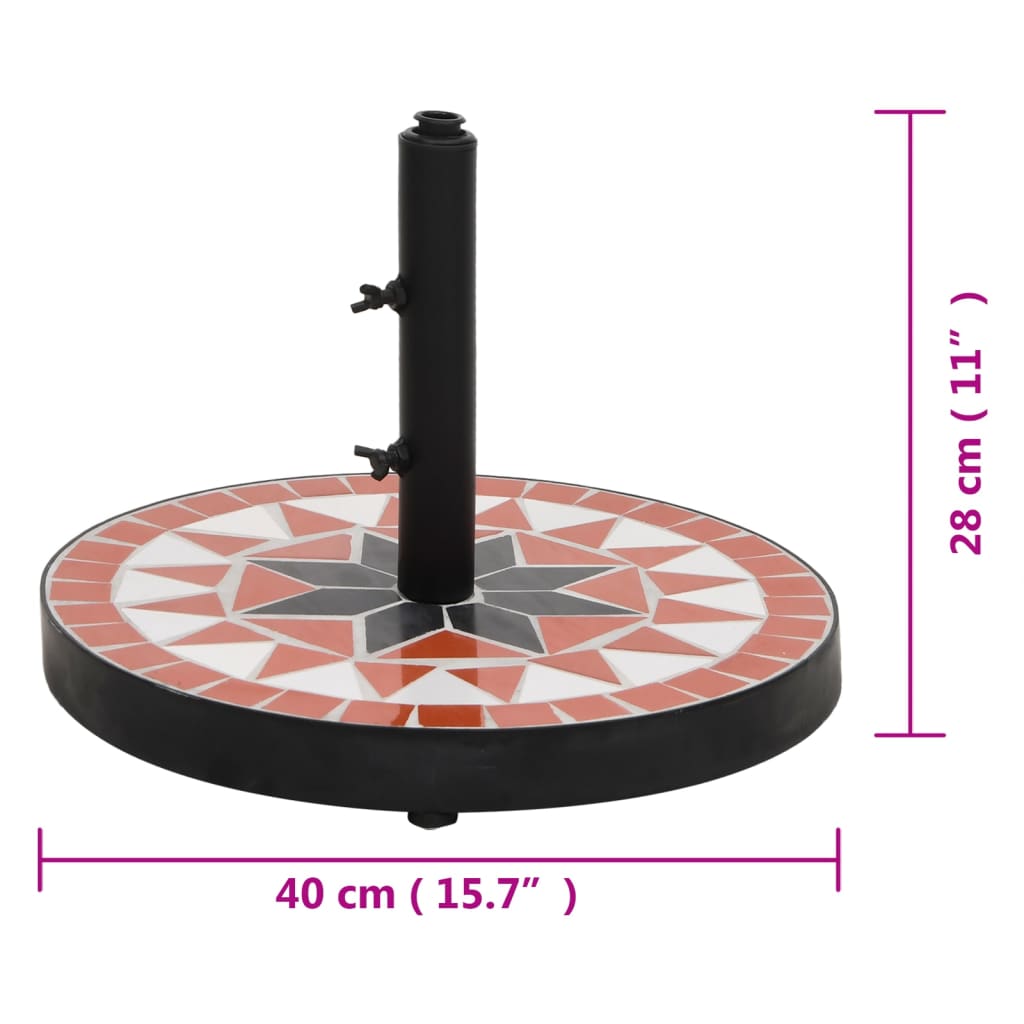 Základna na slunečník terakotová a bílá kulatá 12 kg