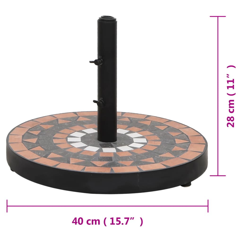 Základ na slunečník terakotová a bílá kulatá 12 kg