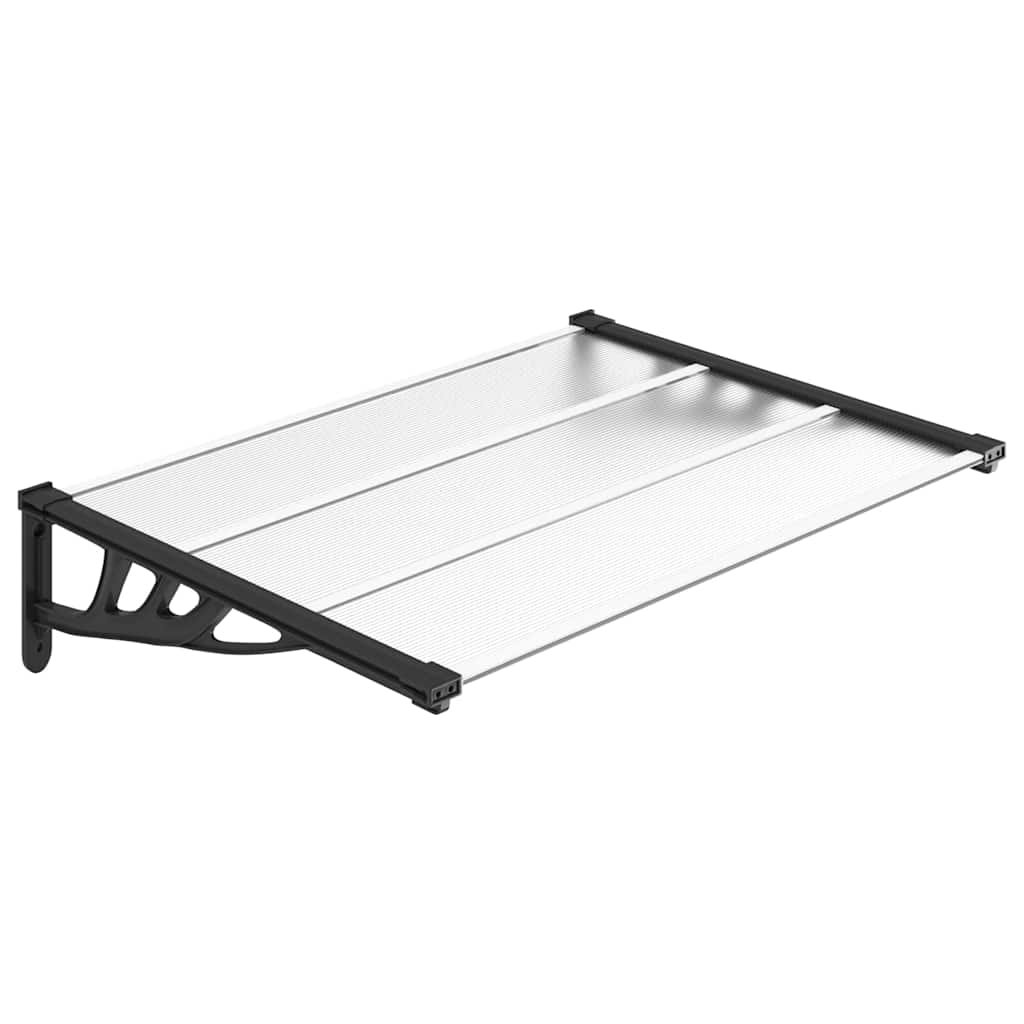 Vchodová stříška černá a průhledná 122 x 90 cm polykarbonát
