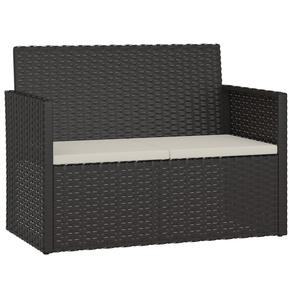 Zahradní lavice s poduškami černá 105 cm polyratan