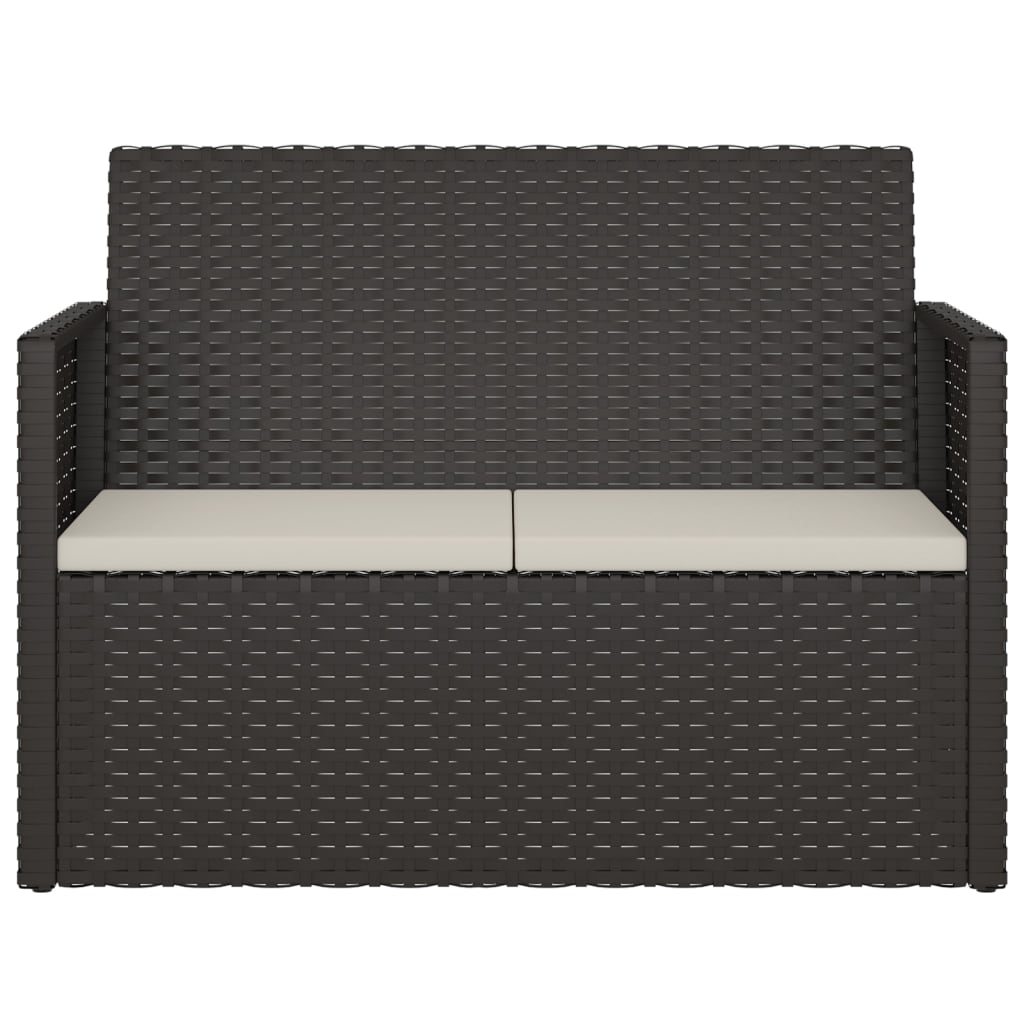 Zahradní lavice s poduškami černá 105 cm polyratan