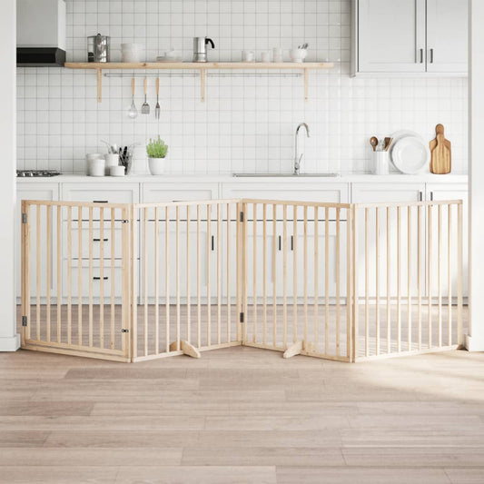 Zábrana pro psy s dvířky skládací 4 panely 320cm topolové dřevo