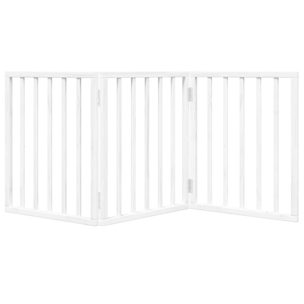 Zábrana pro psy skládací 3 panely bílá 150 cm topolové dřevo
