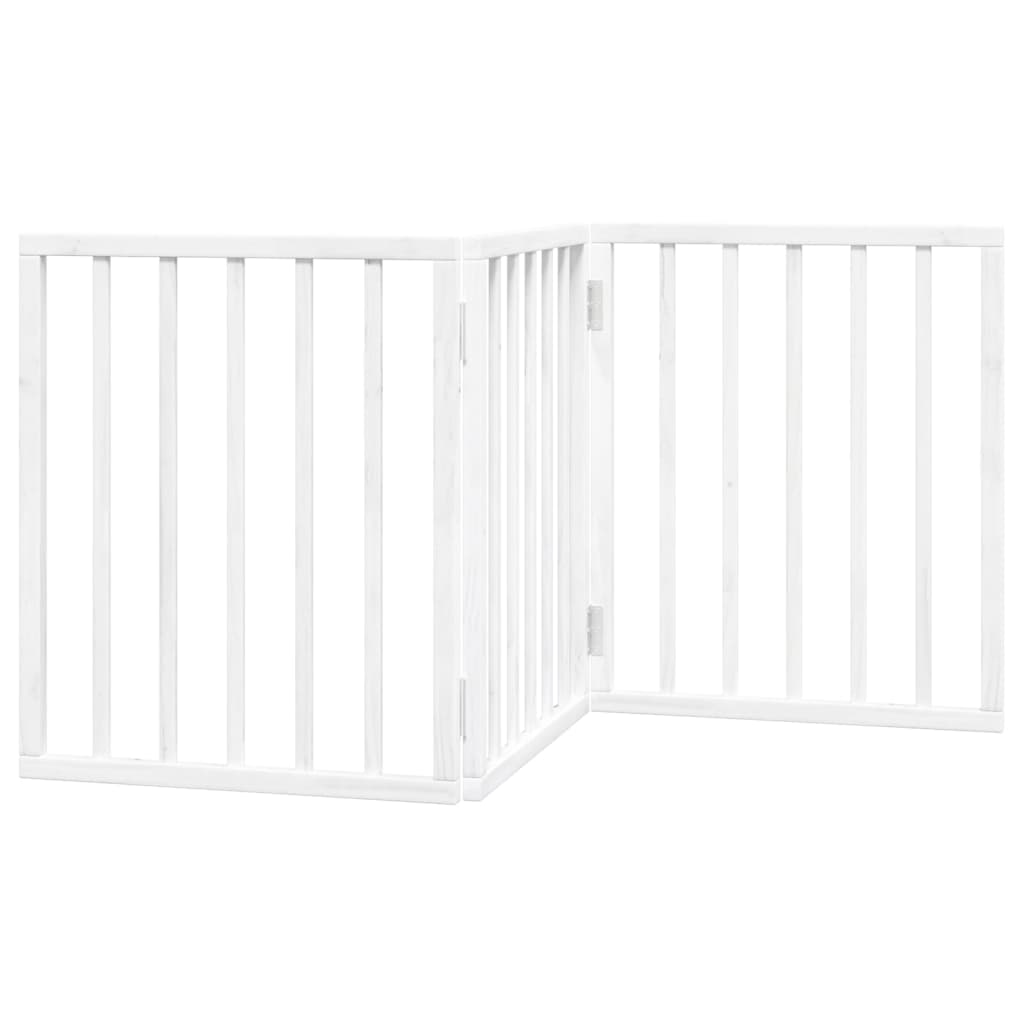 Zábrana pro psy skládací 3 panely bílá 150 cm topolové dřevo