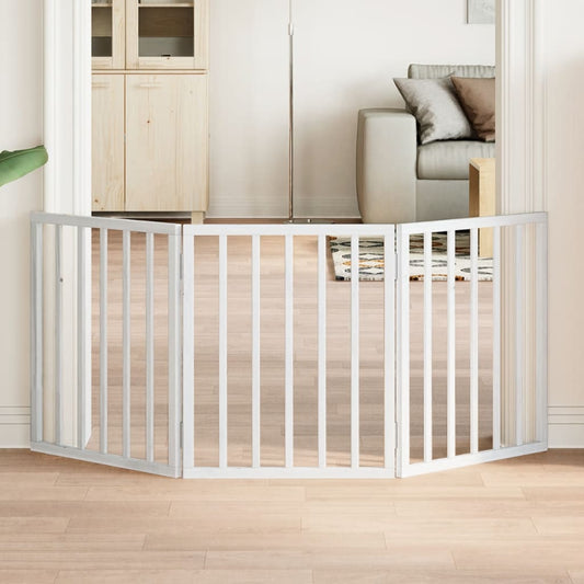 Zábrana pro psy skládací 3 panely bílá 150 cm topolové dřevo