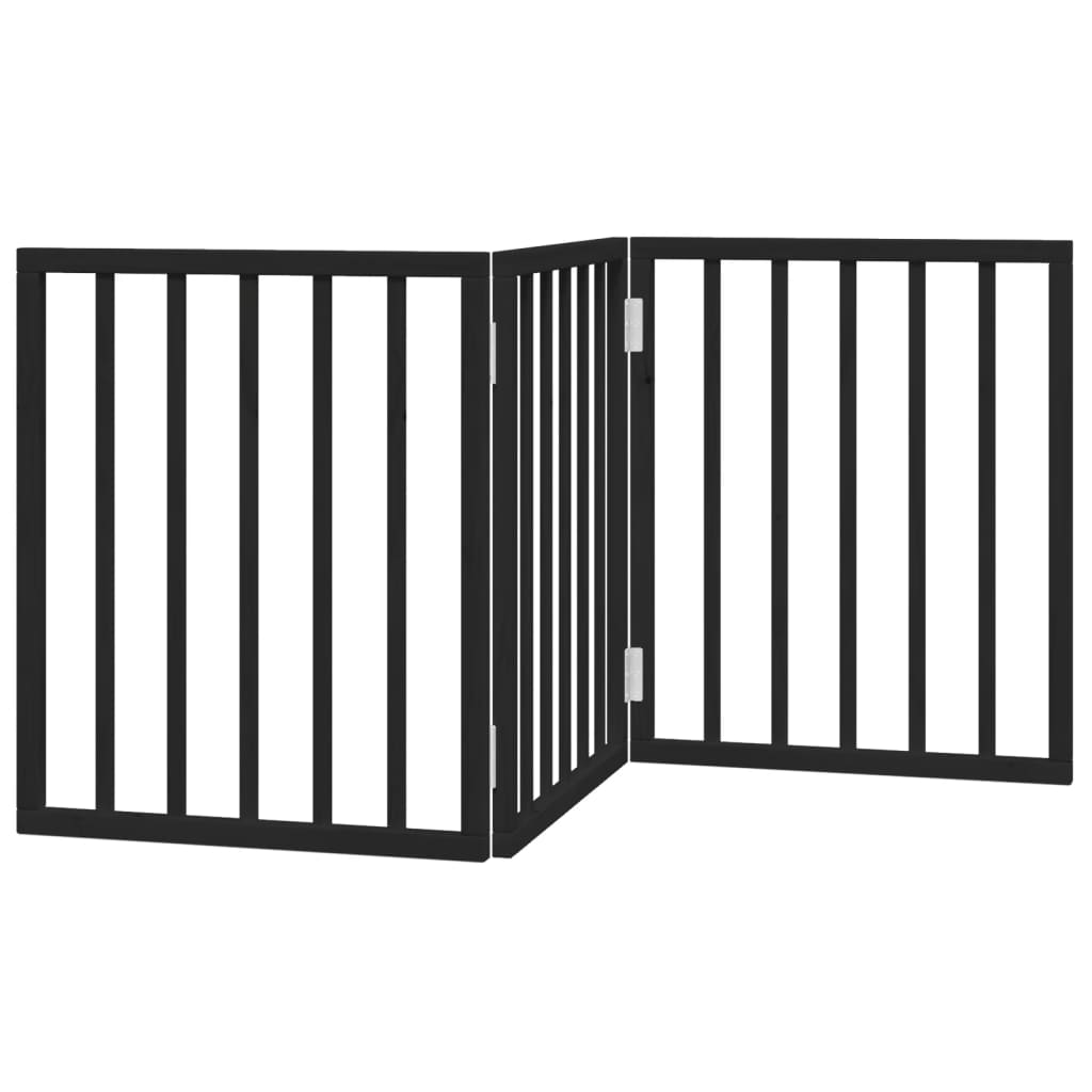 Zábrana pro psy skládací 3 panely černá 150 cm topolové dřevo