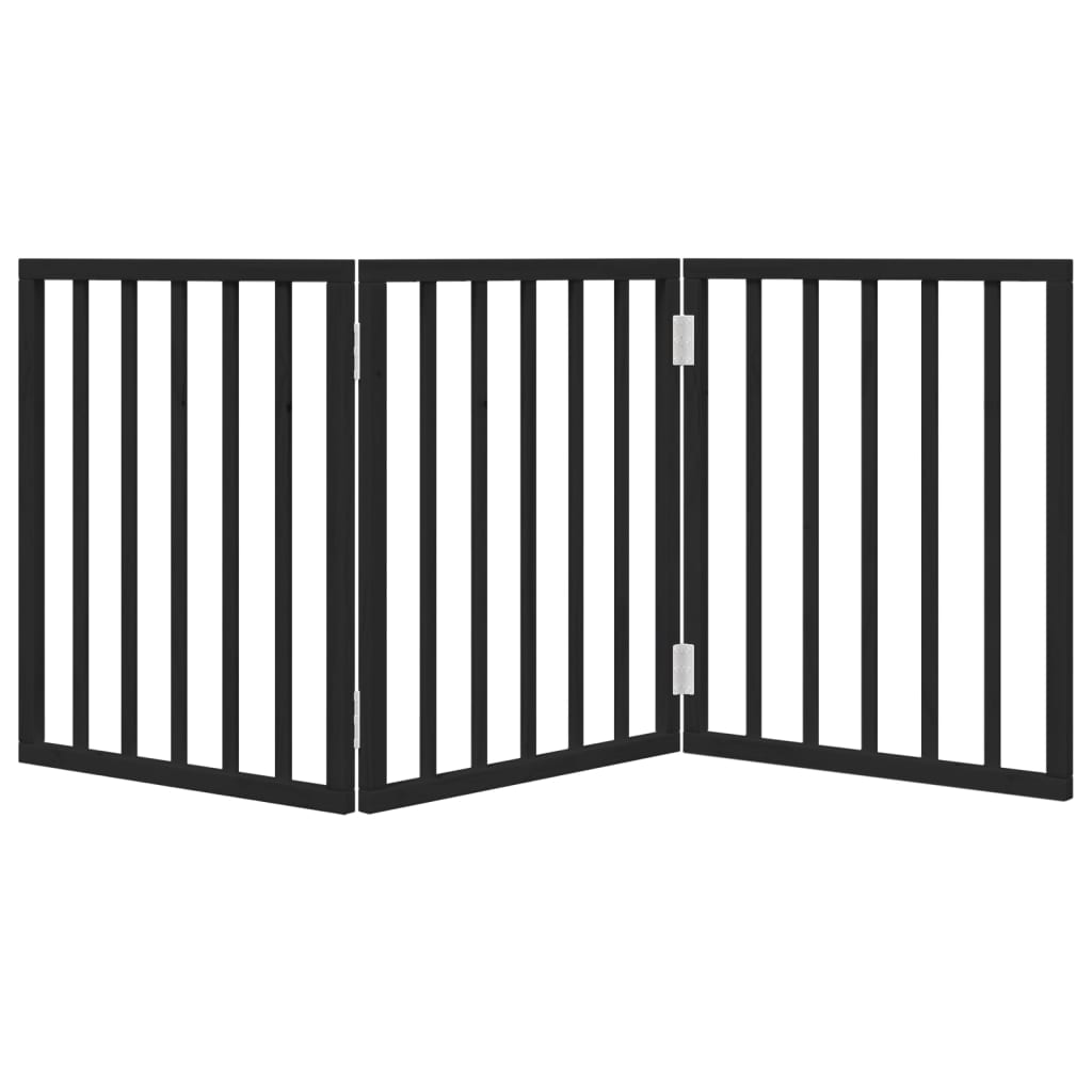 Zábrana pro psy skládací 3 panely černá 150 cm topolové dřevo
