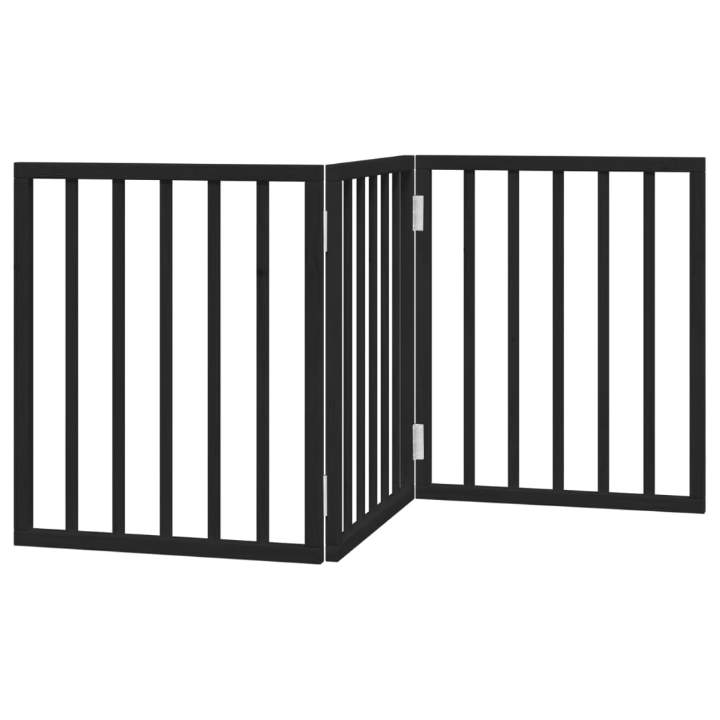 Zábrana pro psy skládací 3 panely černá 150 cm topolové dřevo
