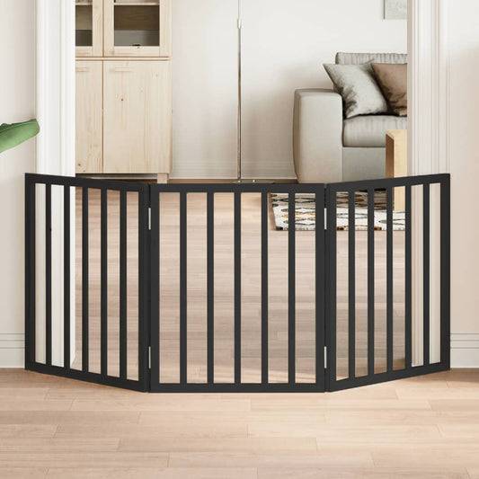Zábrana pro psy skládací 3 panely černá 150 cm topolové dřevo